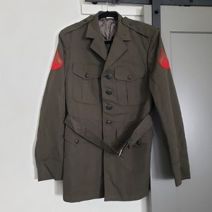 Vintage USMC Marine Corps Dress Alpha Green Service Jacket Military Coat
